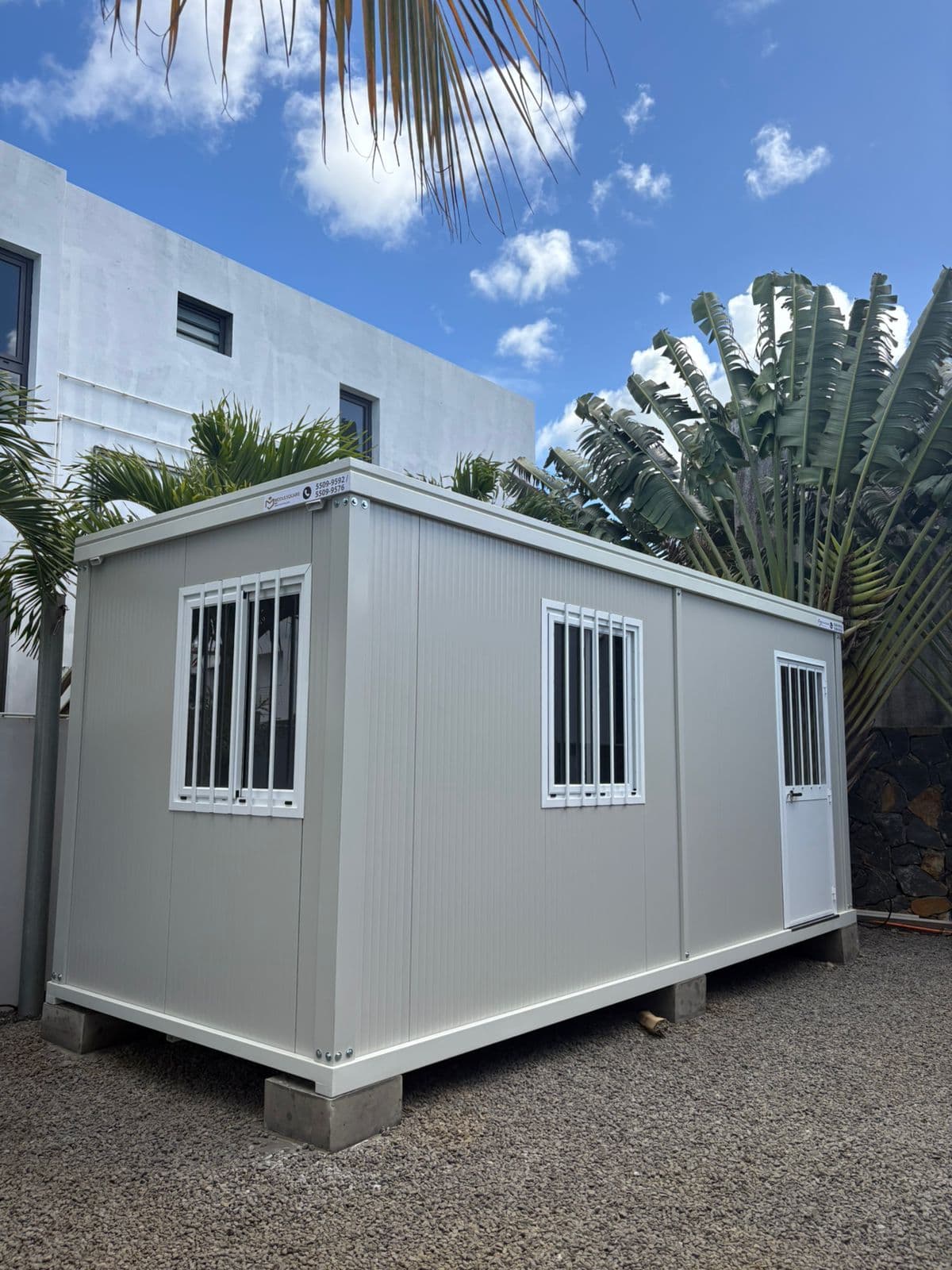 Modular buildings on a construction site
